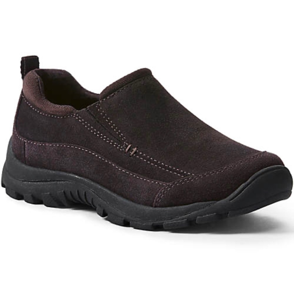 Lands End Boys Brown All Weather Suede Slip On Shoes Size 1